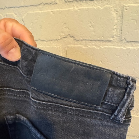 All Saints jeans black faded distressed skinny zipper ankles - Picture 9 of 10